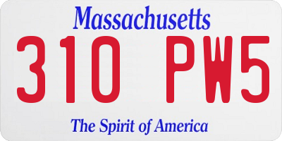 MA license plate 310PW5
