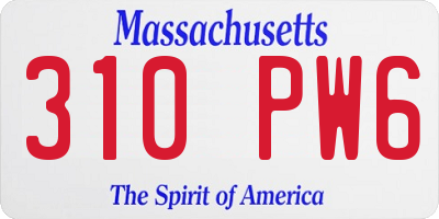 MA license plate 310PW6