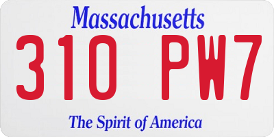 MA license plate 310PW7