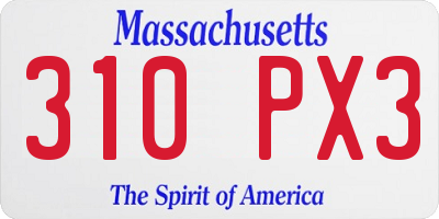 MA license plate 310PX3