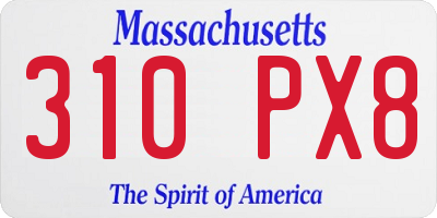 MA license plate 310PX8