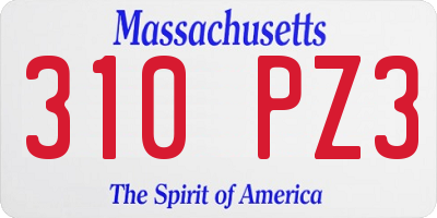 MA license plate 310PZ3