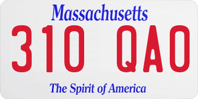 MA license plate 310QA0
