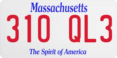 MA license plate 310QL3