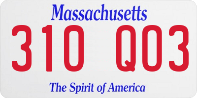 MA license plate 310QO3