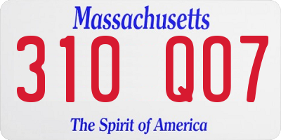 MA license plate 310QO7