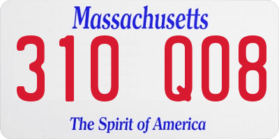 MA license plate 310QO8