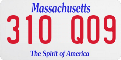 MA license plate 310QO9