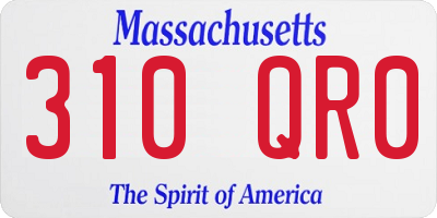 MA license plate 310QR0