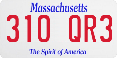 MA license plate 310QR3