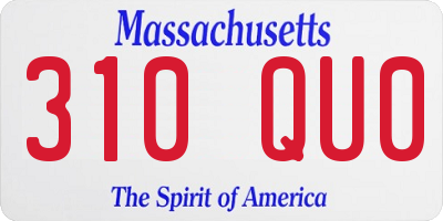 MA license plate 310QU0