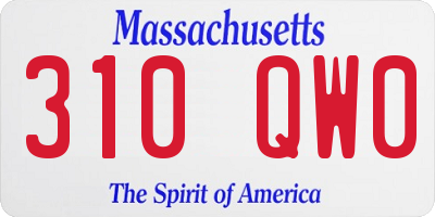 MA license plate 310QW0