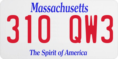 MA license plate 310QW3
