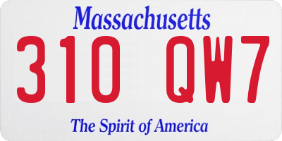 MA license plate 310QW7