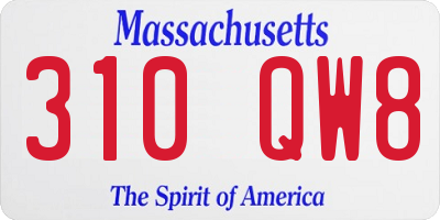 MA license plate 310QW8
