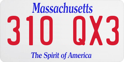 MA license plate 310QX3