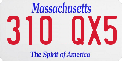 MA license plate 310QX5