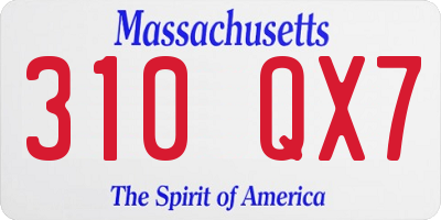 MA license plate 310QX7