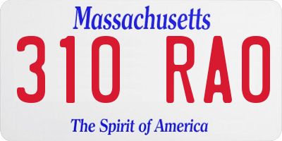 MA license plate 310RA0