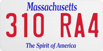 MA license plate 310RA4