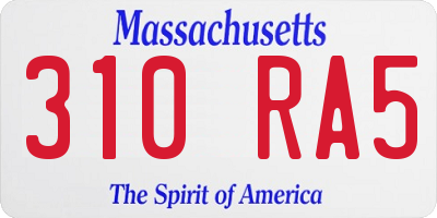 MA license plate 310RA5