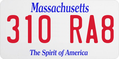 MA license plate 310RA8