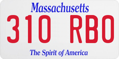 MA license plate 310RB0