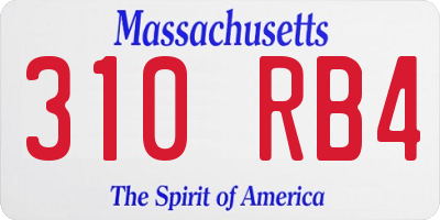 MA license plate 310RB4