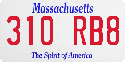 MA license plate 310RB8