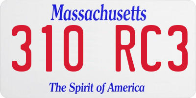 MA license plate 310RC3