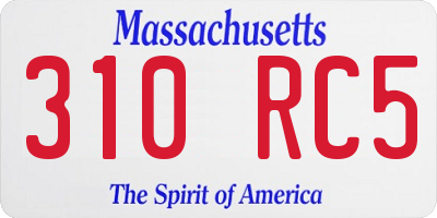 MA license plate 310RC5