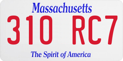 MA license plate 310RC7