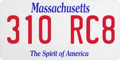 MA license plate 310RC8