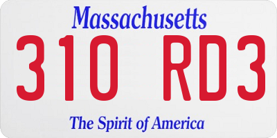 MA license plate 310RD3