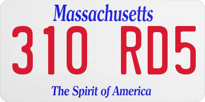 MA license plate 310RD5