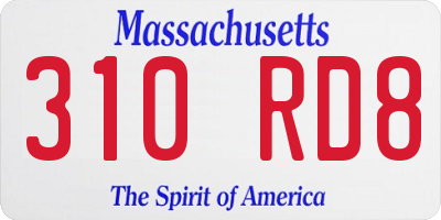 MA license plate 310RD8
