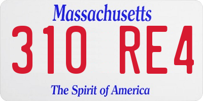 MA license plate 310RE4