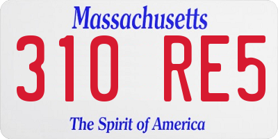 MA license plate 310RE5