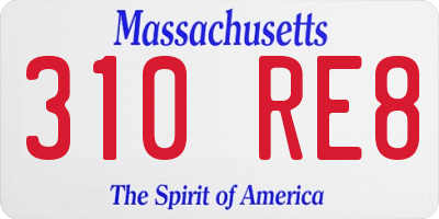 MA license plate 310RE8