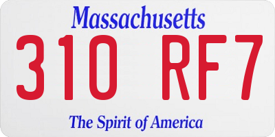 MA license plate 310RF7
