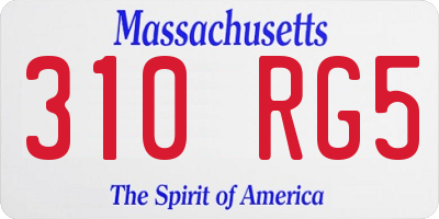 MA license plate 310RG5