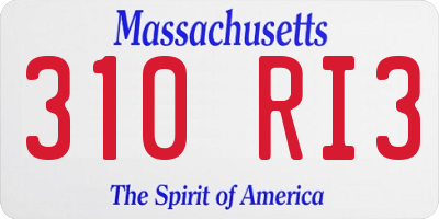 MA license plate 310RI3