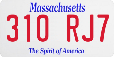 MA license plate 310RJ7