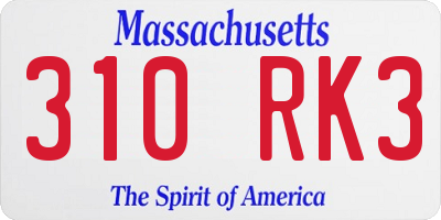 MA license plate 310RK3