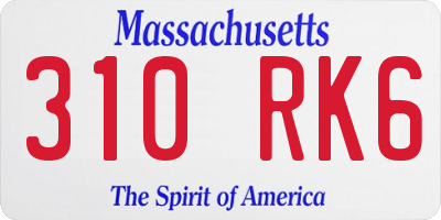 MA license plate 310RK6