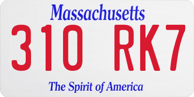 MA license plate 310RK7