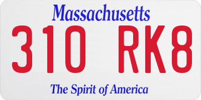 MA license plate 310RK8