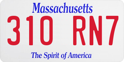 MA license plate 310RN7
