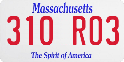 MA license plate 310RO3