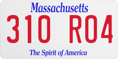 MA license plate 310RO4